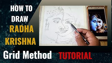 Radha krishna Out Line Drawing using grid method|| tutorial video #grid #radhakrishna #tutorial