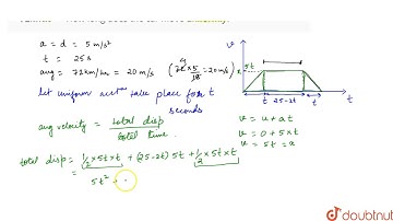 A car starts moving rectilinearly first with acceleration `alpha=5 m s^(-2)` (the initial veloci...