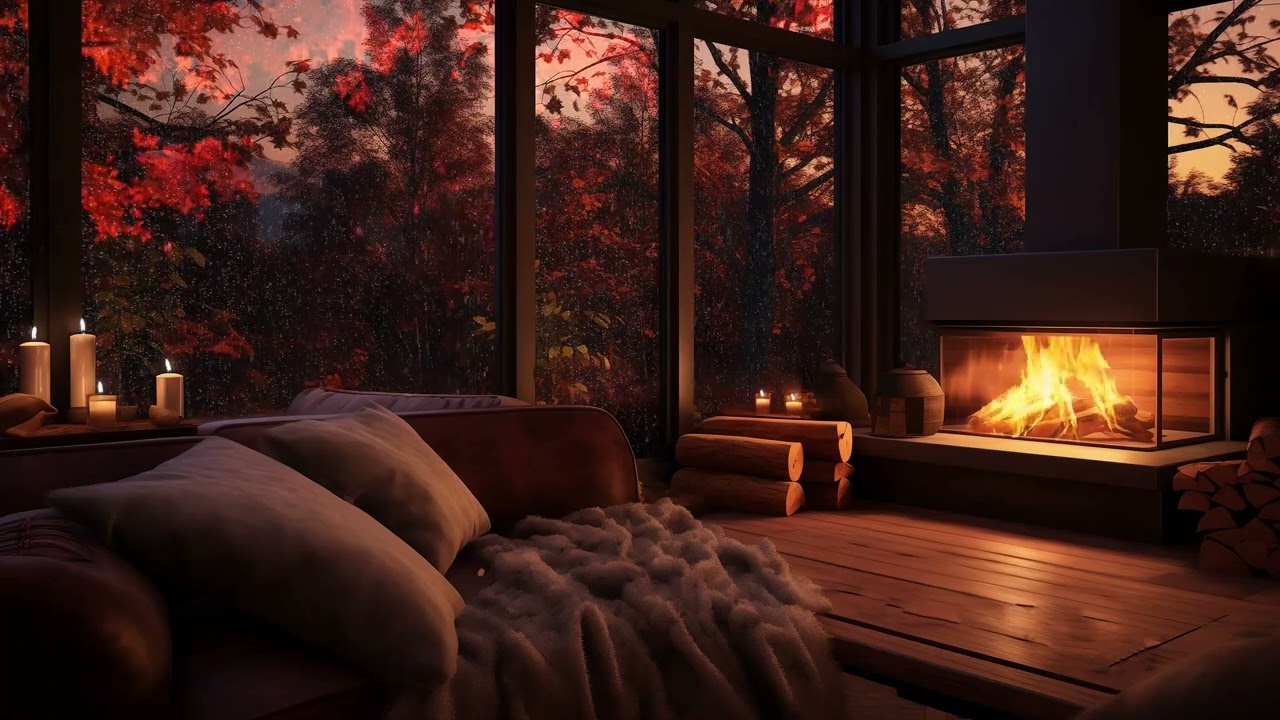 Experience the MOST ROMANTIC Autumn Night by the Fireplace!