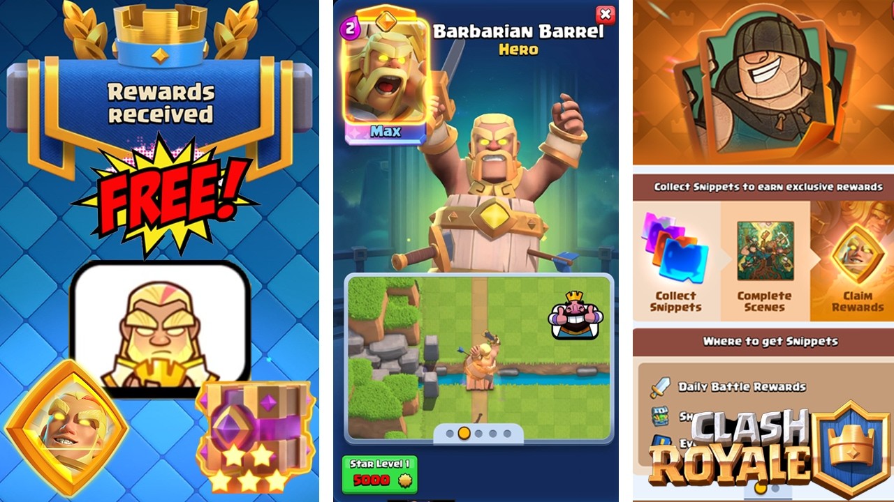 FREE Hero Magic Archer for EVERYONE and Free Emote! New Hero Barbarian Barrel Gameplay!