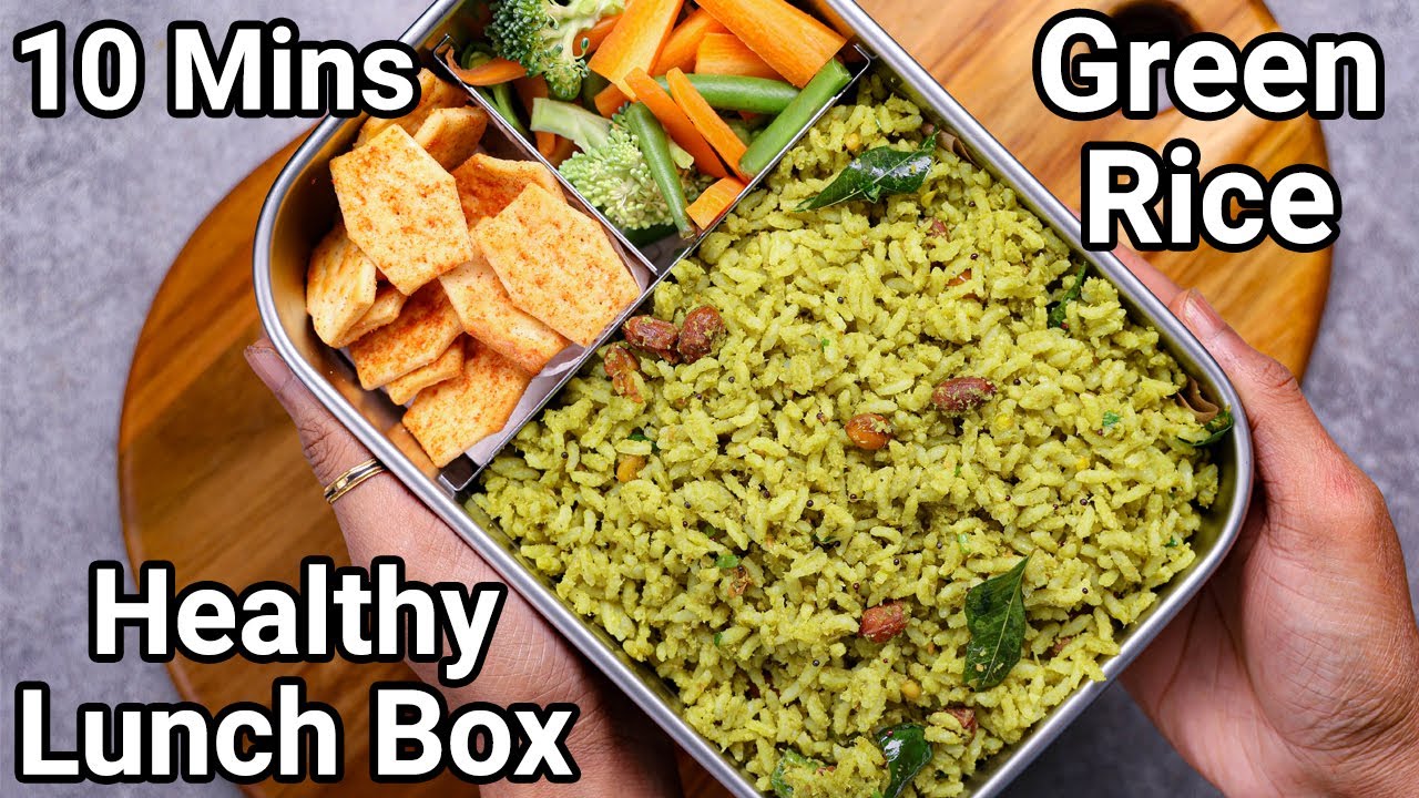 100% Healthy Lunch Box Recipe in 10 Mins   Masale Green Chitranna Village Style   Green Rice Recipe