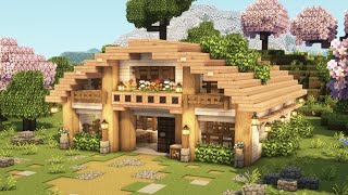 [Minecraft] 🌸🐏 Cute Cherry Blossom Barn Tutorial / Mizuno's 16 Craft Resource Pack