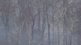 Crews work to battle forest fire in New Jersey