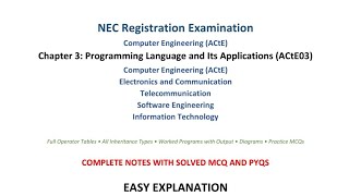 CHAPTER 3: COMPLETE NOTES WITH MCQ FOR PROGRAMMING LANGUAGE AND ITS APPLICATION#neclicence #ioe #nec