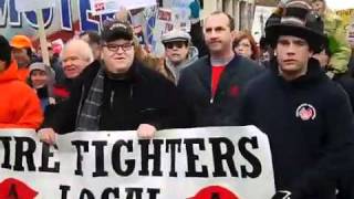 Michael Moore in Madison, Wisconsin, Saturday, March 5, 2011
