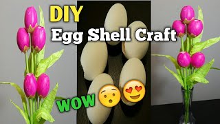 DIY Egg Shell Craft Idea |Tulip flower with Egg Shell |Best out of Waste|Egg Shell Flower|Home Decor
