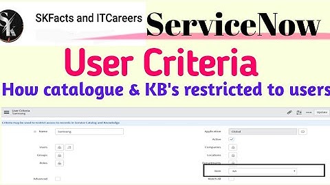 User Criteria || servicenow catalogs access || #servicenow #developer