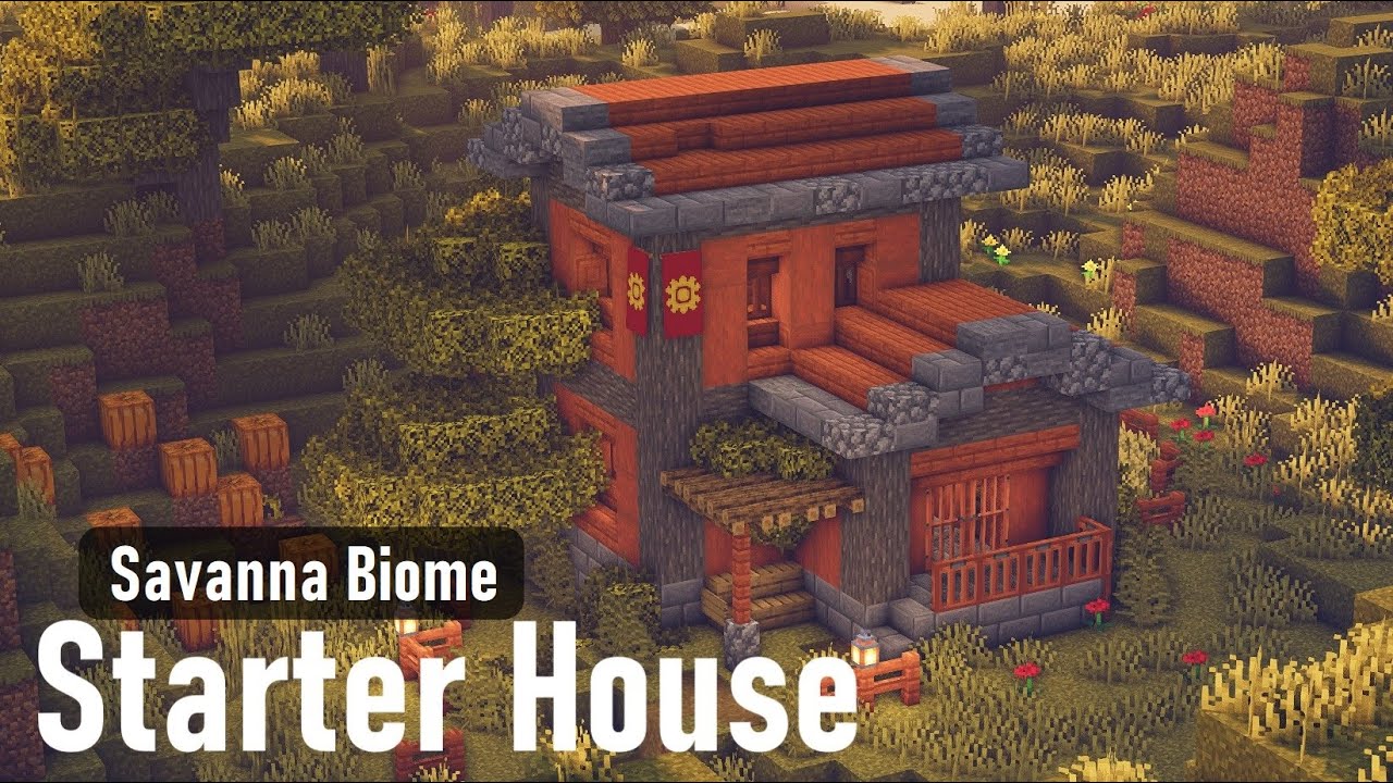 Minecraft How To Build A Simple Savanna Starter House Youtube