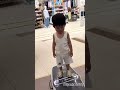 A cute boy tryinh to climbed on vibrate machine.#cutebaby #cute #everyonefollowers