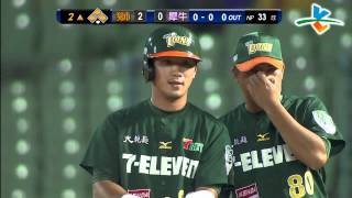 20130711 CPBL 獅 VS 犀牛 2上 林志祥點球點的一百分! 獅隊滿壘了