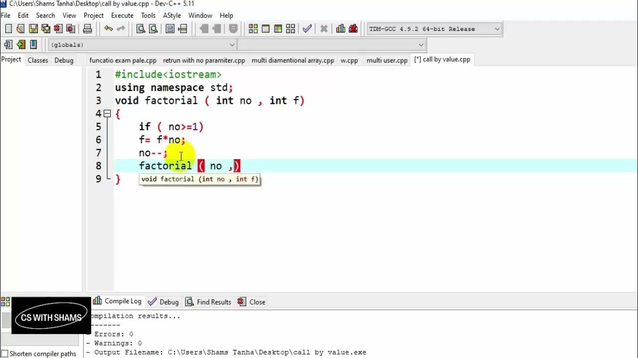 Recursive function in C | C programming tutorial for beginners #21 ...