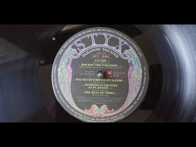 Styx. Paradise Theatre .(full album) side1#album #vinyl #styx