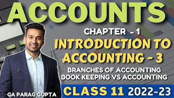 Class 11 ACCOUNTS (Session 2022-23) Chapter 1 - Branches of Accounting & Book Keeping vs Accounting