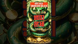 2024년 12월 갑진년 뱀띠 운세 53년생 #띠별운세 #사주 #재물운 #뱀띠운세 #로또