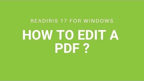 Readiris 17 Windows: How to edit a PDF?