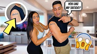 I Got My Girlfriends Name TATTOOED To See Her Reaction!! *she freaked*