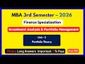 Investment Analysis &amp; Portfolio Management Unit 2 |MBA 3rd Sem 2026 Important Q&amp;A@FinalFocusYt#pdf