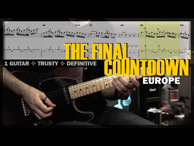 The Final Countdown | Guitar Cover Tab | Guitar Solo Lesson | Backing Track with Vocals 🎸 EUROPE class=