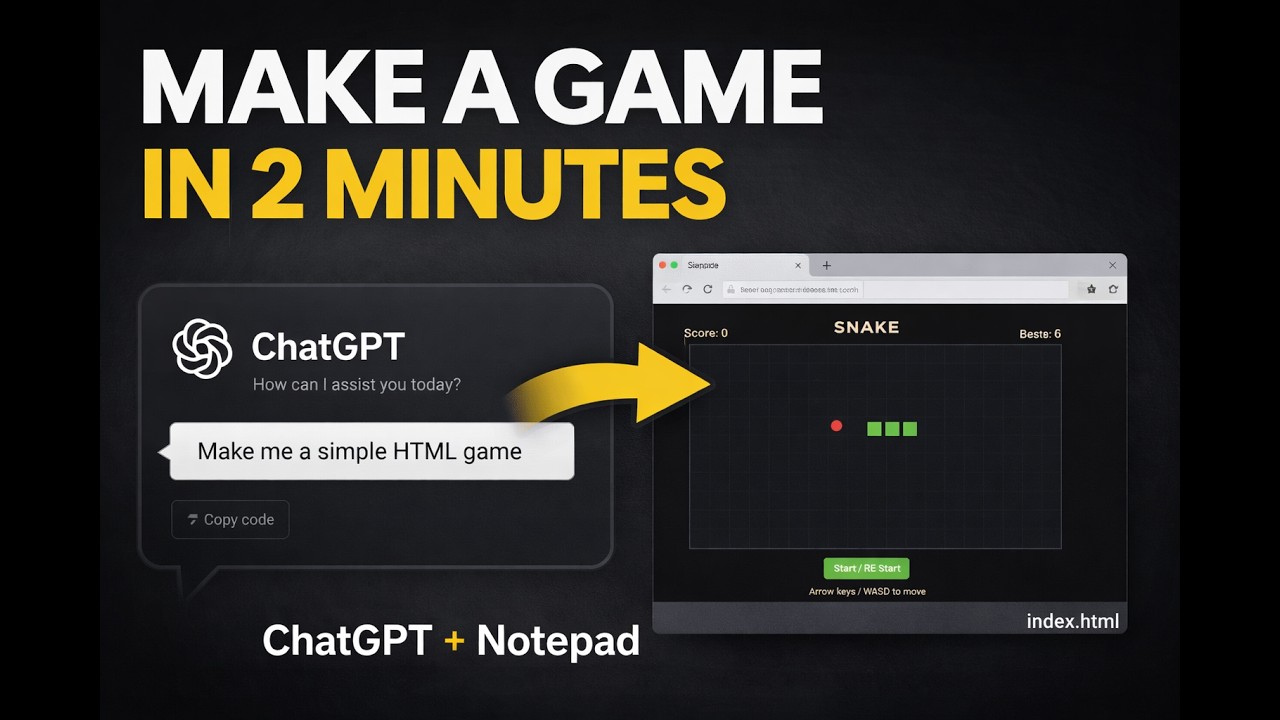 How to Make a Simple HTML Game With ChatGPT in 2 Minutes - YouTube