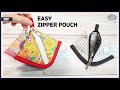 DIY Sewing a cute zipper pouch with scrap fabric / earphone pouch  [Tendersmile Handmade]