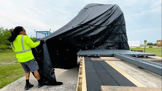 How to fold a Trucking Tarp | Hotshot trucking with the Family Part 2