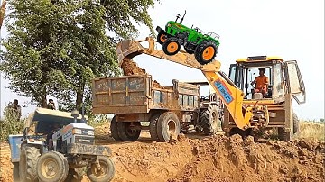 JCB machine ki video mitti trolley  loading video Eicher tractor 551 in JCB loading video