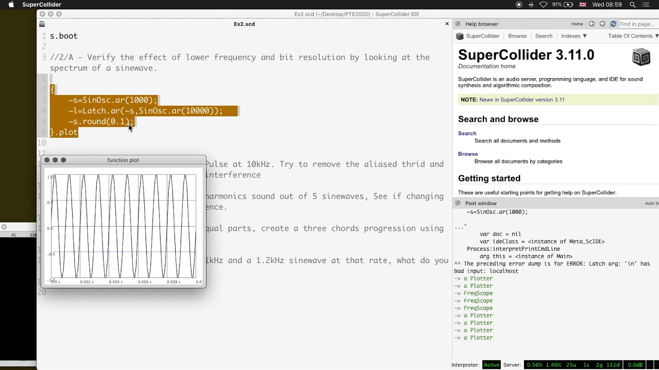 SuperCollider Sampling & Oscillators Exercises YouTube