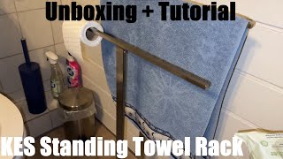 KES Standing Towel Rack 2-Tier Towel Rack Stand w. Marble Base for Bathroom Unboxing & instructions