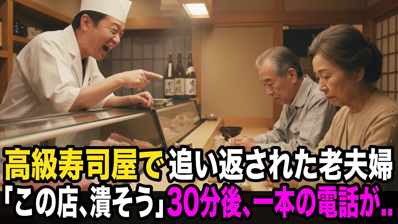 「貧乏人は帰れ！」高級寿司店で追い出された老夫婦。しかし、老人の正体を知った大将は青ざめた…
