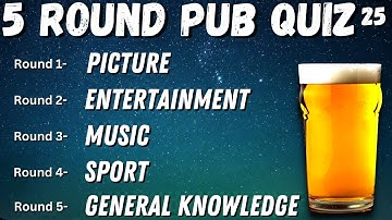 Virtual Pub Quiz 5 Rounds: Picture, Entertainment, Music, Sport and General Knowledge. No. 25