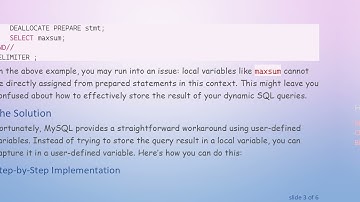 How to Use Dynamic SQL in MySQL to Store Query Results in Local Variables