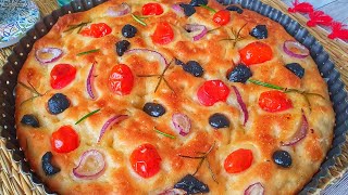 focaccia فطيرة ايطالية فوكاشيا سهلة و اقتصادية بعجين هشيش و خفيف و مشفش بحال سفنج