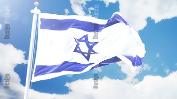 Realistic flag of Israel waving against time-lapse clouds background. Seamless loop in 4K resolution