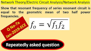 Show that resonant frequency is equal to geometric mean of half power frequencies.