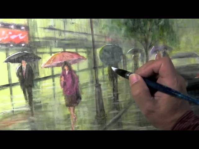 水彩画制作過程 雨の街角を描く ムッチーwatercolor Process Youtube