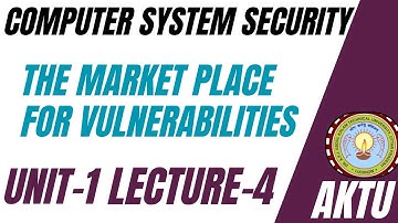 UNIT-1 | L-4 | COMPUTER SYSTEM SECURITY  | The marketplace for Vulnerabilities| CSS AKTU | AKTU |