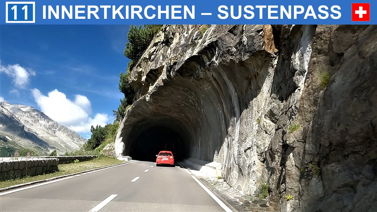 Driving in Switzerland. Sustenstrasse from Innertkirchen to Sustenpass. 4K