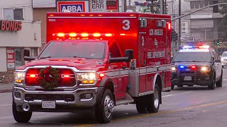 LAFD Rescue 209, Rescue 3, & LASD Transporting