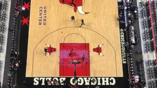 Chicago Bulls Birds Eye View Shoot Around from the United Center Catwalk - 11-30-2016