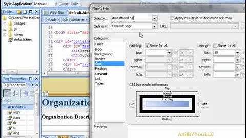 Thiết kế website bằng thẻ div - Expression Web P4