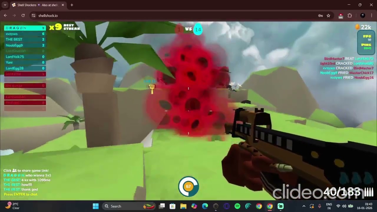 Shellshock.io-  18 killstreak with Whipper!