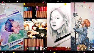 People Painting And Drawing K-Pop Idols On Tik Tok Bts Blackpink Exo Straykids Nct