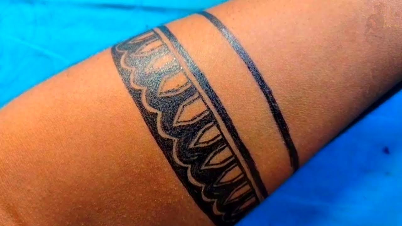 Arm Band Tattoo Designs Band Tattoo Making An Armband Tattoo On Hand Youtube