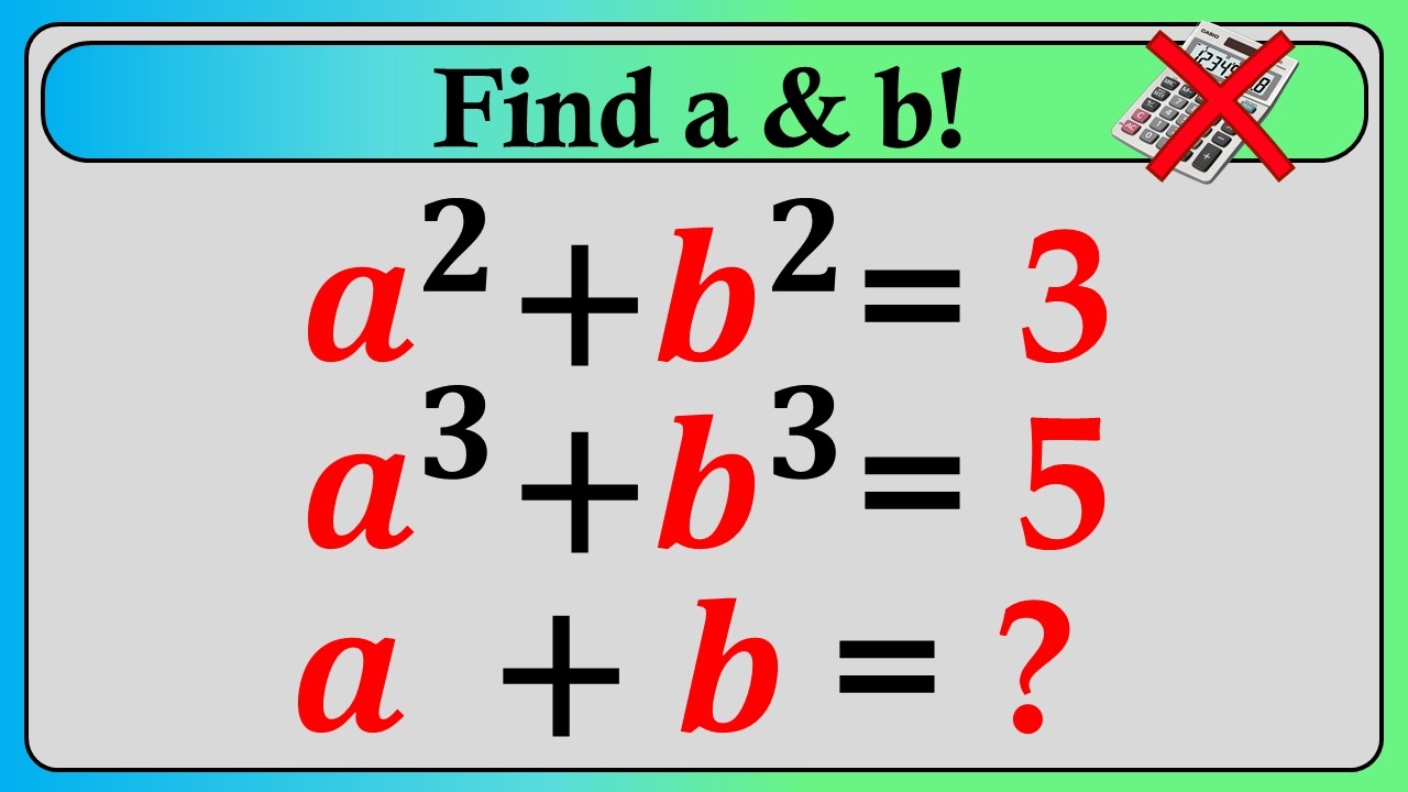 Nice Algebra Math Simplification | Find the Value of a & b - YouTube