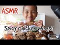 Asmr spicy chicken wings extreme crunchy loud smacking eating sounds