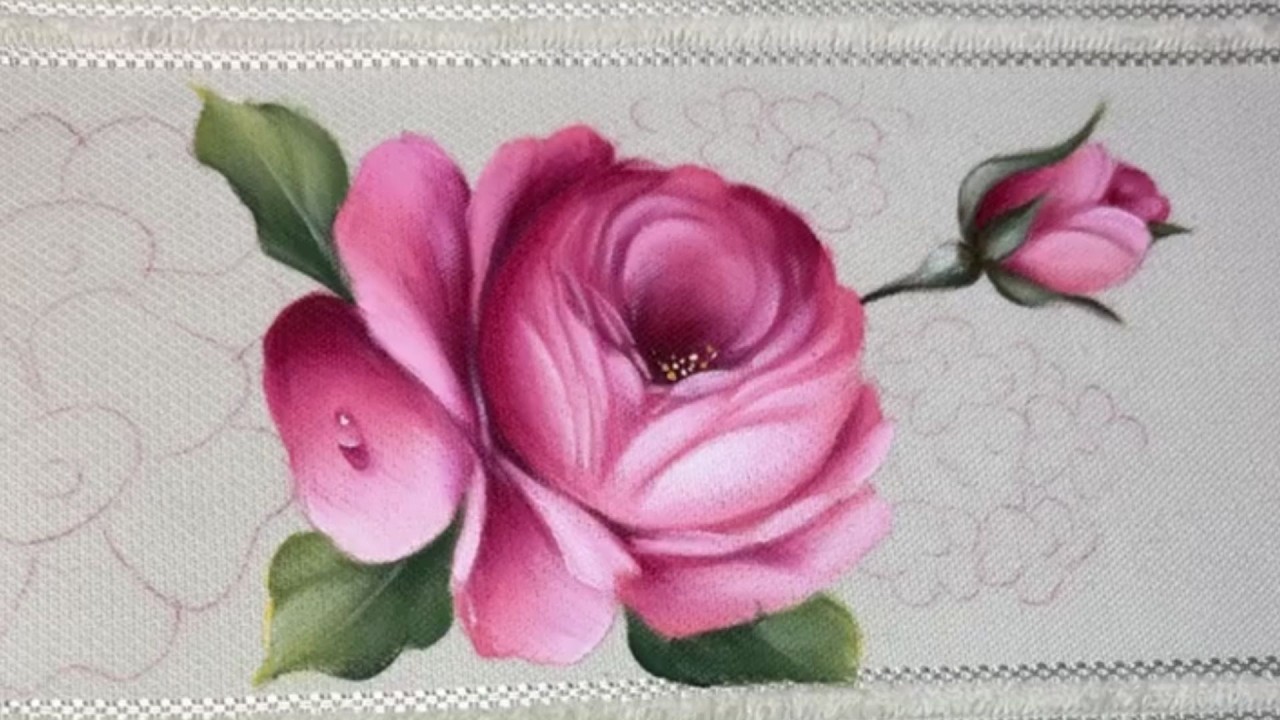 Pintando flores em toalha de rosto  - Parte 1