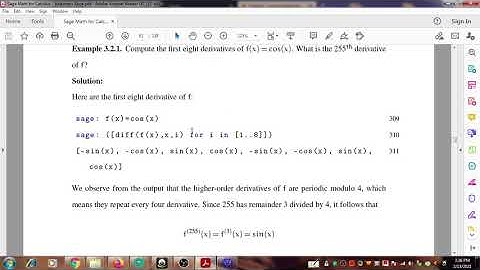 Higher Order Derivatives Using Sagemath