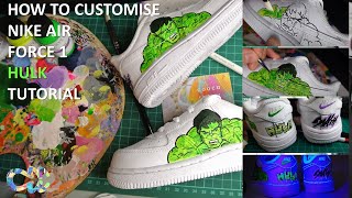 How to Customise Toddler Nike Air Force 1 Trainers Cartoon Character - HULK Smash by Coocu Customs