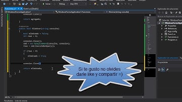 Clase para insertar, modificar, eliminar y buscar datos en C# y MySQL Server - | Eliminar