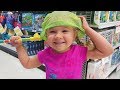 Diana with mommy doing shopping in a toy store funny for kids and toddlers